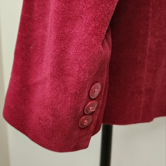 80s Burgundy Velvet Blazer Jacket - Picture 8 of 13